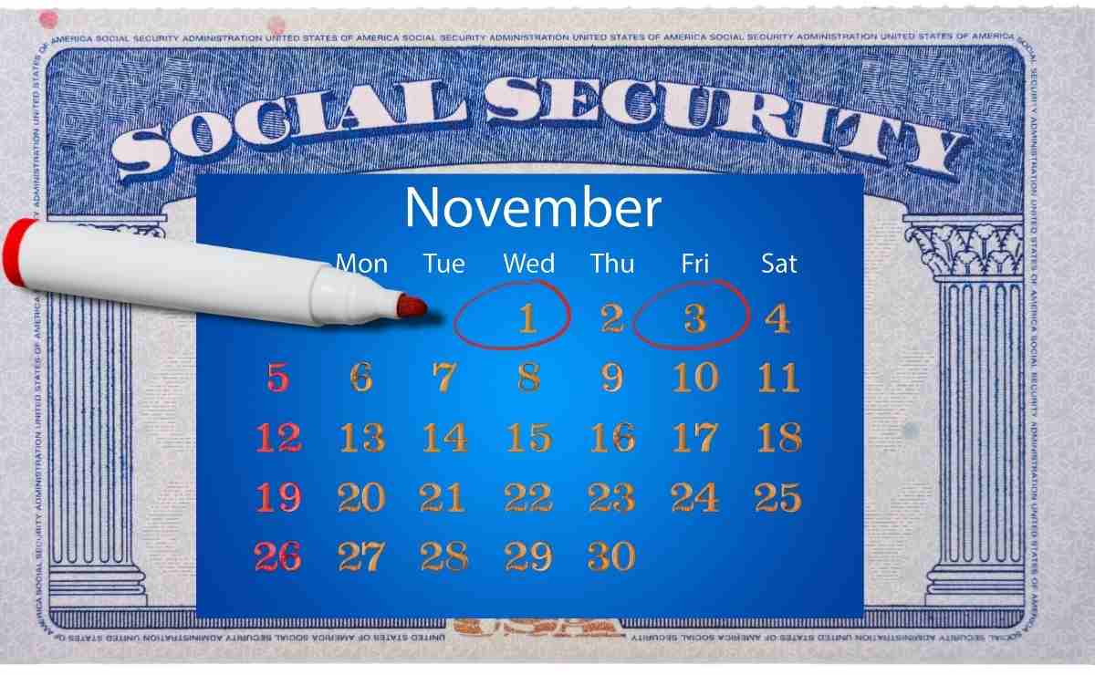 SSA card and calendar because on November 1 and November 3 there will be Social Security payments