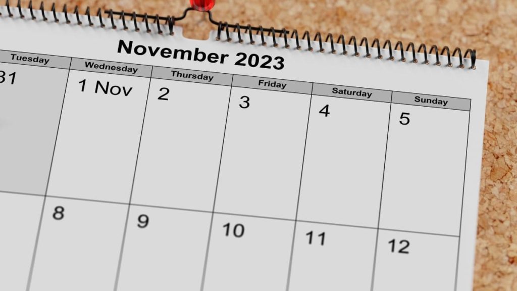 November 2023 full calendar - when will I get my Social Security?