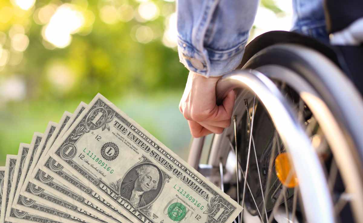Dollars and person with a disability to talk about SSDI payments in November