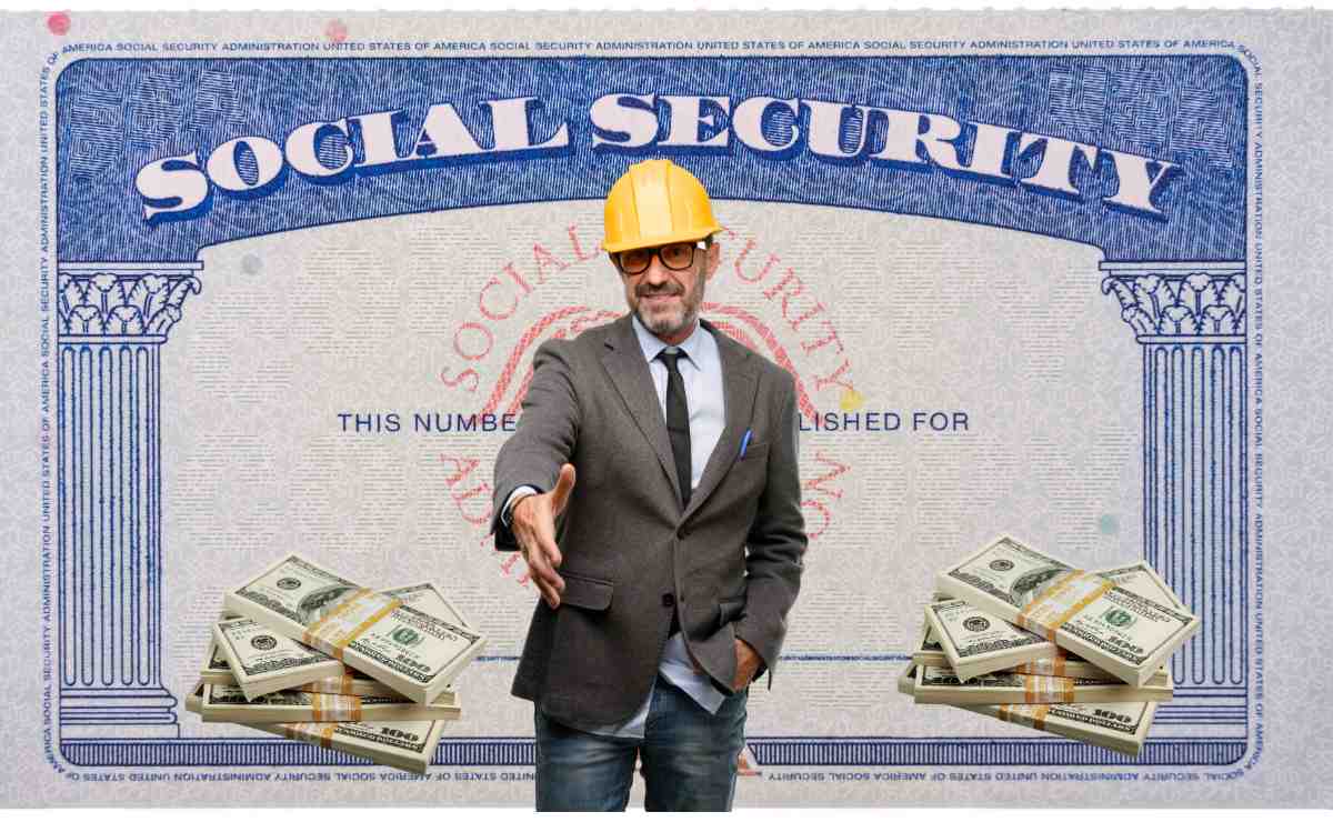 Worker , SSa card and dollars to talk about Social Security and some proposals