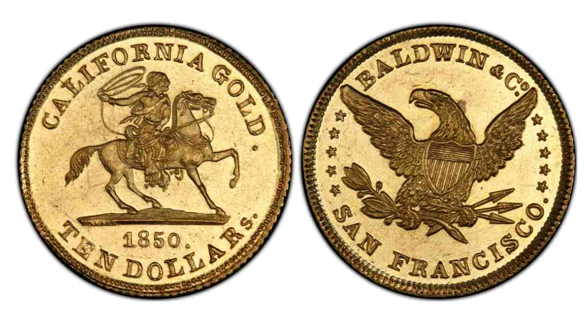 1850 Baldwin & Co. $10 California Gold Coin