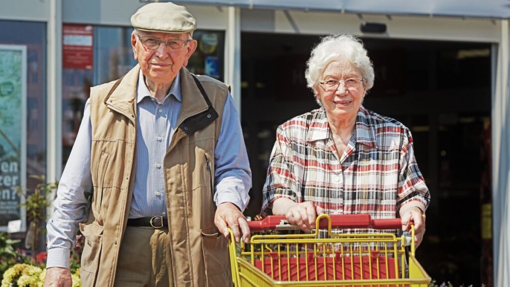 Senior couple goes shopping Food Allowance