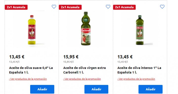 Oferta de aceite de oliva de Carrefour