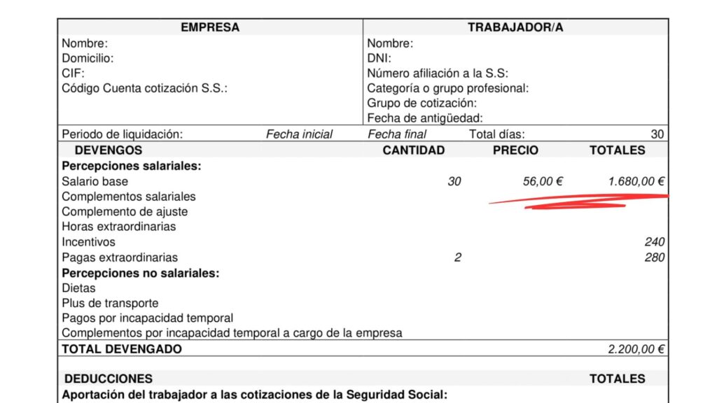 Comprueba si son correctos estos conceptos y cuantías de tu nómina