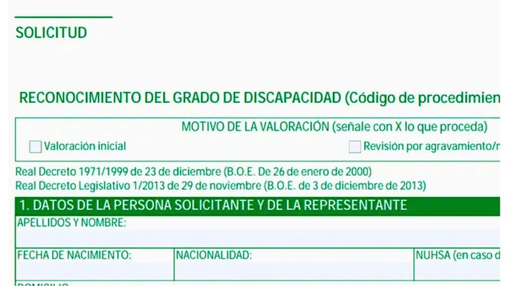 Documento grado discapacidad Andalucía